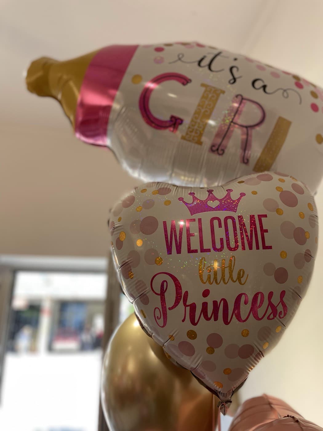 Baloni „Welcome little Princess“ u roze i zlatnoj boji